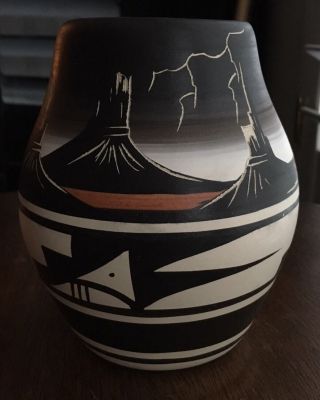 Vintage Navajo Indian Pottery Vase Signed