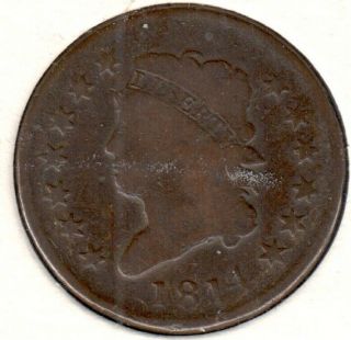 1814,  Plain " 4 " Good,  Classic Head Large Cent,  Strong Reverse