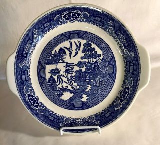 Royal China Blue Willow 11 1/2 " Handled Cake Plate