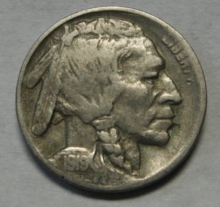 Scarce 1919 - D Buffalo Nickel Grading Vf Coin R7