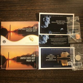 2019 - 2020 S Us Proof Coin Set,  Including " W " Penny & Nickel