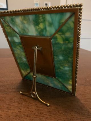 Antique Tiffany Studios Bronze & Slag Green Grapevine Glass Picture Frame No.  948 6
