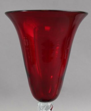 10 Vintage Mid - Century Blenko Art Glass Red Air Twist Wine Water Glasses Goblets 3