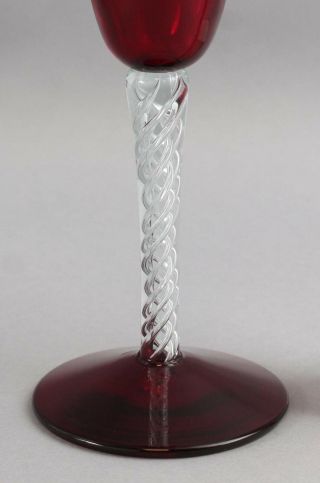 10 Vintage Mid - Century Blenko Art Glass Red Air Twist Wine Water Glasses Goblets 4
