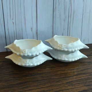 Vintage Midcentury Deviled Crab Dish Set Of 4 White Ceramic Seafood Bakeware