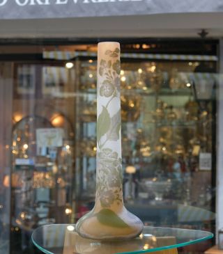 Authentic Emile Galle Vase Hortensia Hydrangea Cameo Art Glass Art Nouveau