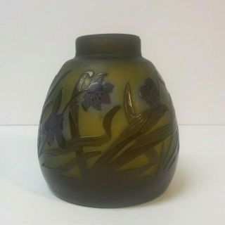 Emile Galle French Cameo Art Glass 4 " Vase,  C.  1910