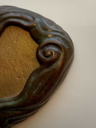 TIFFANY STUDIOS BRONZE AND GLASS PAPER WEIGHT WAVE OR SCROLL 3