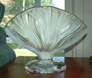 Lalique France " Ichor " Flower Vase / Clear And Frosted /