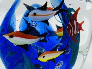 Large Vintage Signed Murano Art Glass Fish Aquarium Sculpture