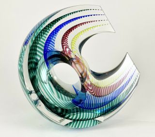 Kit Karbler & Michael David Art Glass “u Form” Sculpture Signed 7 1/4” H