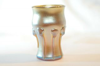 L C T Louis Comfort Tiffany FAVRILE Gold Iridescent Art Glass punch glass 4