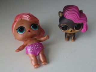 Lol Surprise Doll & Pet Brown Puppy Dog Pink Hair Set 2