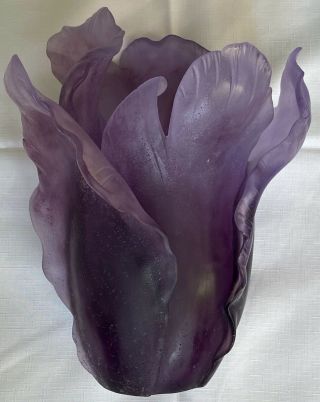Daum France Tulip Vase Purple Signed For Sporter Only Daum Tulip Vase Signed