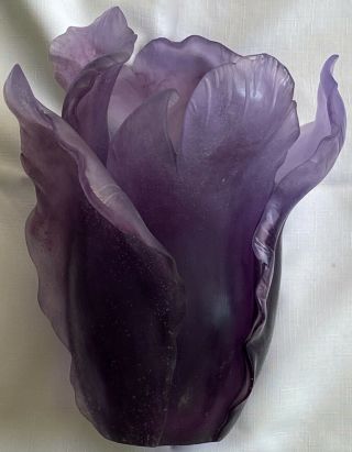 Daum France Tulip Vase Purple signed FOR SPORTER ONLY DAUM TULIP VASE SIGNED 2
