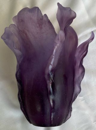 Daum France Tulip Vase Purple signed FOR SPORTER ONLY DAUM TULIP VASE SIGNED 5