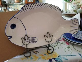 Fish Platter Made In Italy Zanolli Hand Painted.
