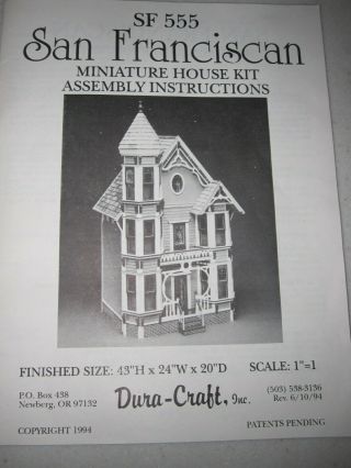 Dura - Craft San Franciscan Sf 555 Dollhouse Instructions - Orig.  Booklet