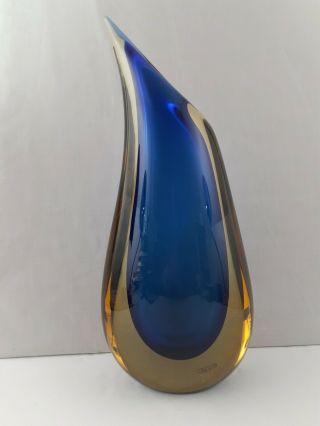 Luigi Onesto Signed Murano Teardrop Sommerso Vase Glass 16 - 1/2 " - Oggetti Label