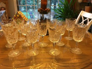 12 Vintage Waterford Crystal Ireland Lismore Water Goblets Glasses Stemware 7 "
