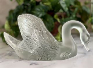 Lalique Head Down Swan Signed Guaranteed Authentic Retail $7,  500