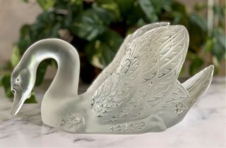 Lalique Head Down Swan Signed Guaranteed Authentic Retail $7,  500 2