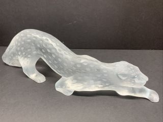 Vtg Lalique Frosted Heavy Crystal Zeila Panther Signed 5 Lb Retail $2,  300