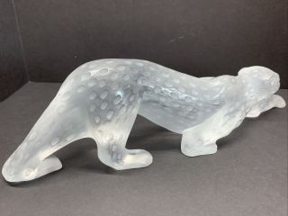 VTG Lalique Frosted Heavy Crystal Zeila Panther Signed 5 LB Retail $2,  300 2