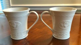 Set of 2 BELLEEK Claddagh Ivory Porcelain Mugs 10 oz Ireland EUC - 2
