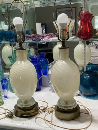 Pair Vintage Murano Barovier / Toso Blown Glass Table Lamps. 6