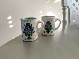 2 M.  A.  Hadley Kentucky Art Pottery Coffee Mug Cup Stoneware Blueberry Bouquet 2