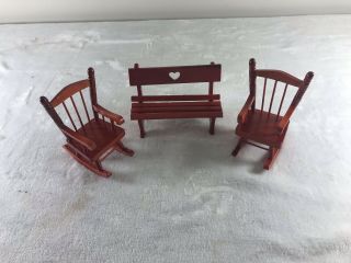 2 Rocking Chair And Bench For Doll House