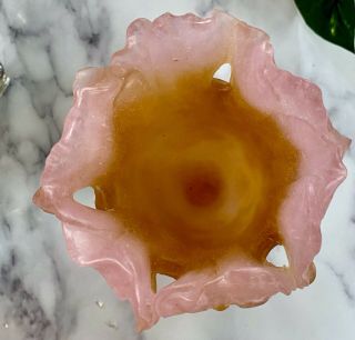 Daum Pate De Verre French Crystal Hibiscus Pink Vase 5