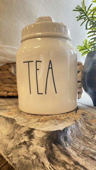 Rae Dunn ”tea” Canister Measures Ll Font Ivory Inside & Out
