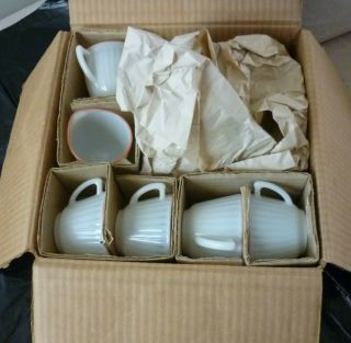 RARE Vintage Macbeth Evans Petalware Cremax Ivrene Plates - Cups - Cream Sugar NIB 2