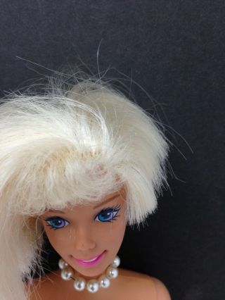 Vintage Barbie Doll Nude - Chic Short Platinum Blonde Hair - Necklace