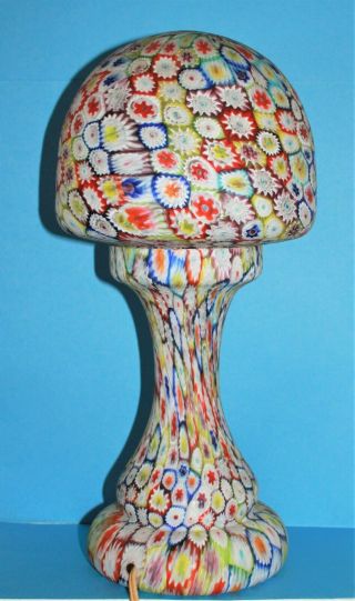 Vintage Fratelli Toso Millefiori Lamp Murano Italian Art Glass Mushroom 14 " Euc