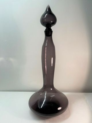 Husted Blenko Mulberry Architectural Size Genie Floor Decanter.  Amethyst