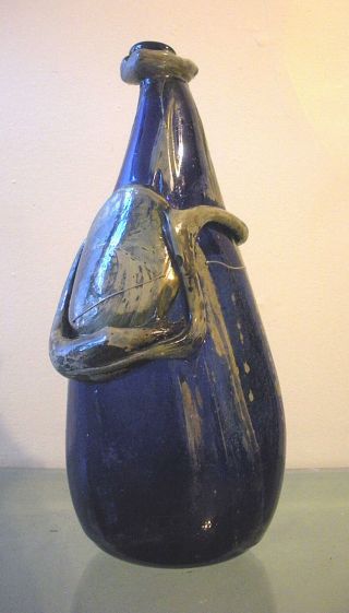 Large Early Sam Samuel J.  Herman Studio Art Glass Vase 1971 13 "