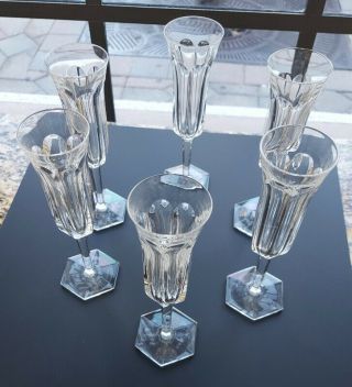 Authentic Set Of 6 Baccarat Malmaison France Crystal Champagne Flutes Glasses
