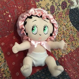 Kelly Toy Plush 10” Sitting Baby Betty Boop In Pink Bonnet & Diaper
