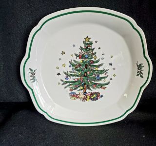 Nikko Christmas Time Tree Cookie Cake Plate Dish Platter 10 " X 9.  5 "