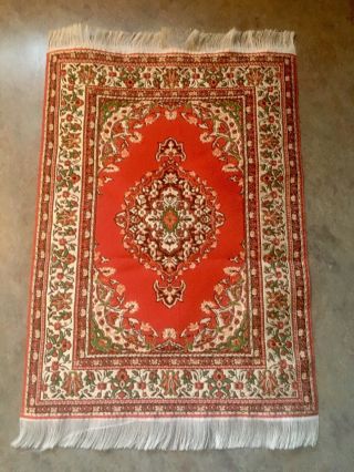 Gorgeous Woven Dollhouse Miniature Area Room Sized Rug Red & Green 1:12
