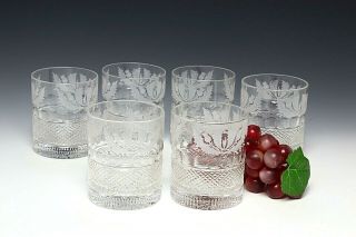 6x Edinburgh Crystal Thistle Double Old Fashioned Tumbler 1st Quality Back Stamp