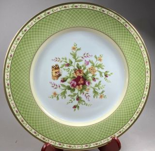 Green And Gold Butterfly Roses 10 3/4 Inch Dinner Plate