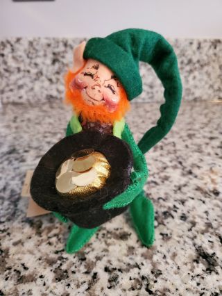 1994 Annalee Doll Green Elf Leprechaun Pot Of Gold