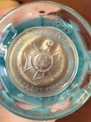 Northwood Knights Templar Ice Blue Carnival Glass Dandelion Mug Awesome Color 3