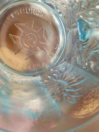 Northwood Knights Templar Ice Blue Carnival Glass Dandelion Mug Awesome Color 5