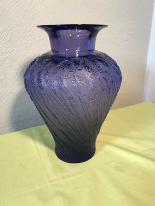 Lalique Large Purple Vase Signed