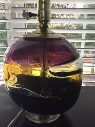 Blenko Glass Olana Lamp Signed By Wayne Husted 12.  5 In Tall